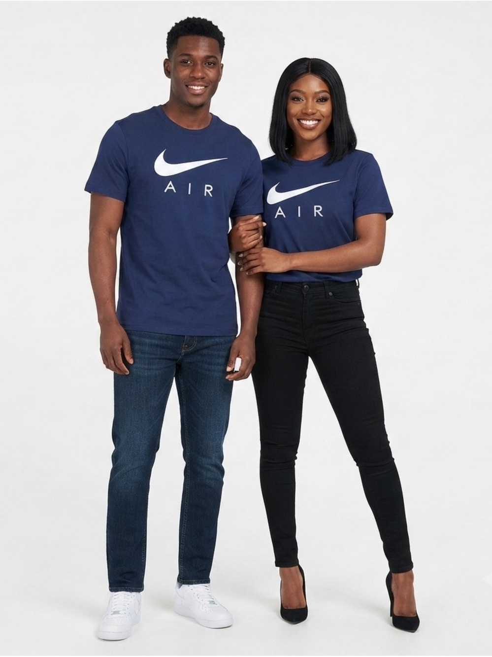 Nike Dark Blue Air Logo Graphic Cotton Unisex T-Shirt Large